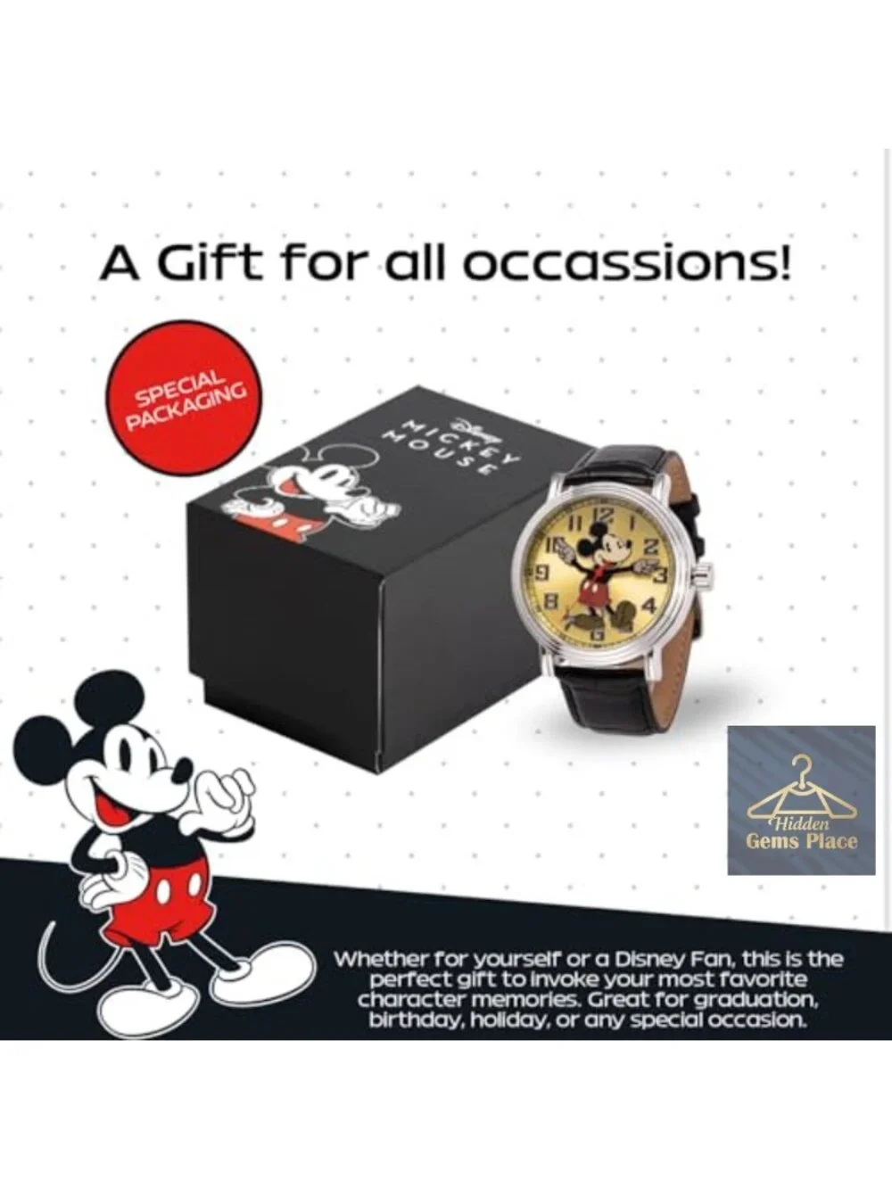 Mickey Mouse Vintage Inspired Men's Watch with Articulating Hands